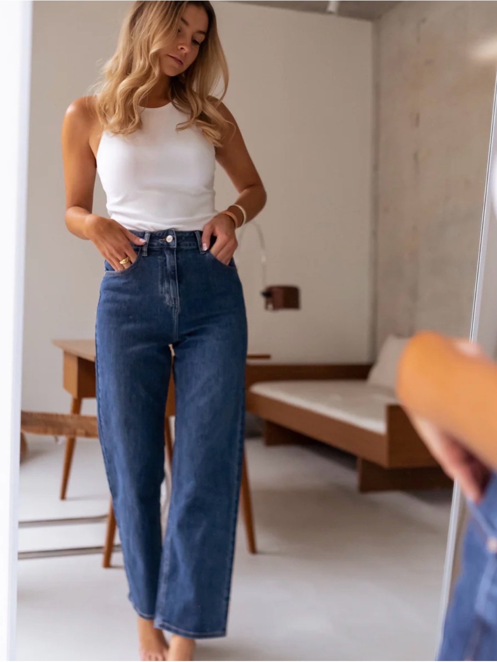 Oraije | Dark Blue Straight Leg Jeans